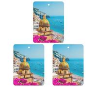 Amalfi Coast Italy 3 PCS Car Air Freshener Hanging Aromatherapy Tablets Automotive Ornament for Auto Room Bathroom Bedside Square