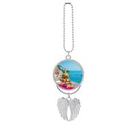 Amalfi Coast Italy Car Rearview Mirror Ornaments Angel Wings Luck Charm Hanging Elegant Auto Decor Gift One Size