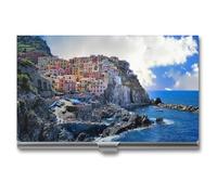 Amalfi Coast Italy Italian Business Card Holder Slim Case Metal | pocket size 3.7*2.2",easy to carry,professional,waterproof,larage capacity