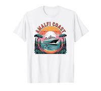 Amalfi Coast Italy, Retro Sunset, Dolphins and Cruise Ship T-Shirt