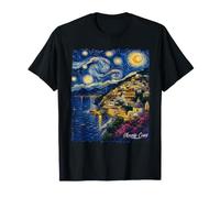 Amalfi Coast Italy Starry Night Van Gogh Art T-Shirt