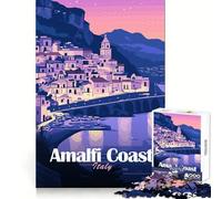 Amalfi Coast Italy Travel Poster Jigsaw Puzzles for Adults 1000 Piece Thought Training Slow Leisure Uniform Cut Xmas Present (38X52CM)