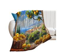 Amalfi Coast Lemon Tree Ltalian Fleece Throw Blanket for Women Men Lightweight Bed Blanket for Couch Home Decor