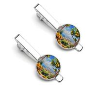 Amalfi Coast Lemon Tree Ltalian Tie Clips for Men Unique Ties Bar Clip for Wedding Anniversary Business