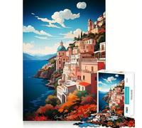 Amalfi Coast Oil Painting 1000 Piece Jigsaws for Adults Think Training Play Tight Lock No Loose Pieces Unique Gift for Stress Relief (38x52cm)