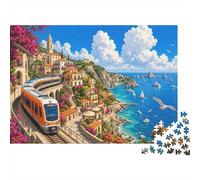 Amalfi Coast Train 1000 Piece Jigsaw Puzzle,Premium Cardboard,Impossible Challenge,Educational Toy,Gift Idea,Stress Relief,Home Wall Decor,Adults & Kids 14+ 52x38cm