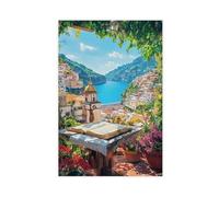 Amalfi Coast - Vibrant Mediterranean Terrace with Canvas Poster Bedroom Decor Landscape Office Room Decor Gift 12x18inch(30x45cm)