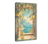 Amalfi Coast Wall Art Italy Travel Landscape Poster 16 Canvas Poster Bedroom Decor Sports Landscape Office Room Decor Gift Wall Art Print Picture Paintings for Living Room Bedroom Decoration Frame-sty