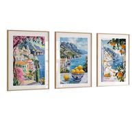 Amalfi Coast Wall Art Prints Set of 3 - Unframed Mediterranean Landscape Posters | Vibrant Italian Village Scenery | Lemon & Orange Botanical Home Decor (A1-59.4 x 84.1 cm)
