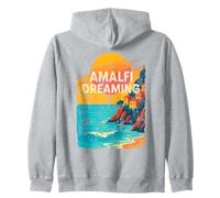 Amalfi Dreaming Vintage Sunset Italy Coast Aesthetic Travel Zip Hoodie