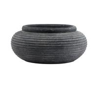 Lemon Pavilion Furniture and Decor Amalfi Round Ribbed Planter - Ceramic - L41 x W41 x H19 cm - Grey Lemon Pavilion Furniture and Decor Grey