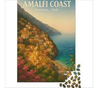 Amalfi Italya Travel 1000 Piece Jigsaws for Adults | a relaxed activity for couples on a first date to enjoy together while getting to know each other to enjoy at home38x26cm
