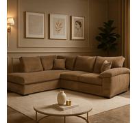 Amalfi Jumbo Cord Left Hand Facing Corner Sofa Coffee