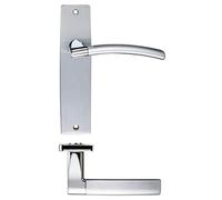 Amalfi Lever Latch on Backplate - 180mm x 43mm - Dual Finish - Satin Chrome and Polished Chrome
