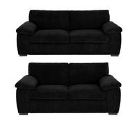 Amalfi Lilly Black Jumbo Cord Fabric Sofa 3 And 2 Seater Set