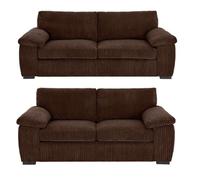 Amalfi Lilly Choclate Brown Jumbo Cord Fabric Sofa 3 And 2 Seater Set