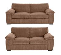 Amalfi Lilly Coffee Brown Jumbo Cord Fabric Sofa 3 And 2 Seater Set