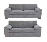 Amalfi Lilly Jumbo Cord Grey Fabric 3 And 2 Seater Sofa Set