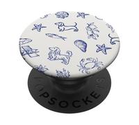 Amalfi Smooth & Long-Haired Dachshund Coastal Pattern PopSockets Adhesive PopGrip