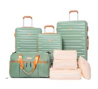 Amalodie Luggage Sets 3 Piece,5 peice Suitcases with Double Spinner Wheels and TSA Lock,Hardcase Luggage with Travel Duffle Bag,Carry On Luggage Set, GREEN, 6 piece set (DB/TB), Hardside Luggage Set 4