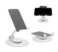 Amamcy 360 Rotative Cellphone Stand for Desk Fully Alloy Phone Holder Portable Dual-Adjustable Desktop Phone Holder Mount Compatible with All Smartphones