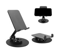 Amamcy 360 Rotative Cellphone Stand for Desk Fully Alloy Phone Holder Portable Dual-Adjustable Desktop Phone Holder Mount Compatible with All Smartphones