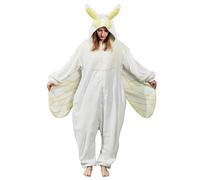 AMAMHAHAVA Mothman Onesie Pajamas for Adult, Silk Moth Halloween and Christmas Costume Cartoon One-Piece Cosplay, Cartoon Silk Moth Costume, Large