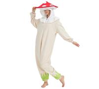 AMAMHAHAVA Red Mushroom Onesie Pajamas for Adults Halloween Mushroom Costume Pyjamas Cosplay Loungewear