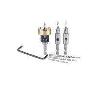 Amana Tool AMS-628 6-Pc Carbide Tipped Countersink with Adjustable Depth Stop and No-Thrust No Marring Ball Bearing Set with Quick Release Shank and Replacement HSS Drills