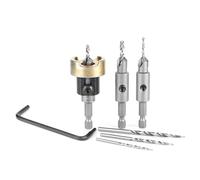 Amana Tool Countersink with Adjustable Drill Bit Depth Stop and Ball Bearing Set, Quick Release Shank and Replacement HSS Drills, AMS-628, 6-Pc