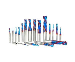 Amana Tool Solid Carbide Compression Spiral, Plastic Cutting O Flute and Plunge Router Bit Collection, AMS-190-K 18-Pc