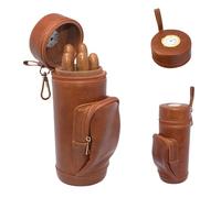 AMANCY Upgrade Cedar Wood Lined Portable Travel Leather Cigar Humidor Case with Pocket,Easily Carry Lighter and Cutter