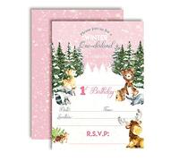 Amanda Creation Winter Onederland Invitation, 20 Pack 5x7 Winter Onederland 1st Birthday Girl Invitation Cards with White Envelopes