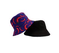 Amanda Jacobs Chili Peppers Print Bucket Hat - Novelty Spicy Food Pattern Cotton Bucket Cap for Men & Women Streetwear Outdoor Gardening Sun Hat Navy