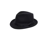 Amanda Jacobs Classic 100% Wool Trilby Hat for Men & Women | Unisex Design | Fedora Jezz Hat | Black Trilby hat (UK, Alpha, M, Standard, Black)
