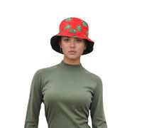 Amanda Jacobs Reversible Pepe Frog Bucket Hat,Funny Cotton Sun Hat for Men & Women | Foldable Packable Fisherman Hat for Summer, Crypto Fans (UK, Alpha, One Size, One Size fits 55-58cm, Roby Red)