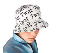 Amanda Jacobs Unisex Bucket Hat, Reversible Pattern Bucket Cap for Men Women, Twat Print Bucket Hat | Sun Hat | (UK, Alpha, One Size, one Size fits 55-58cm, Boring White)