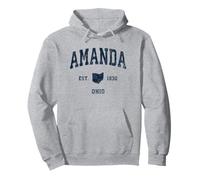 Amanda Ohio OH Vintage Athletic Navy Sports Design Pullover Hoodie