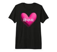 Amanda Pink Name Heart Love Woman Girl Friend Personalized Premium T-Shirt