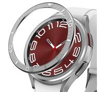 AMANECER Bezel Ring Designed for Galaxy Watch 6 Classic 43mm 47mm, Stainless Steel Stylish Frame Loop Adhesive Cover Protector Anti Scratch for Samsung Smartwatch 2023 Relese (Silver, 43mm)