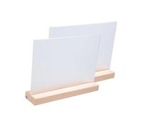 amangul 2Pcs Double Side Acrylic Holder With Wood Base Clear Acrylic Poster Display Stand For Restaurant Bakery Hotel Reception L Shape Display Stand