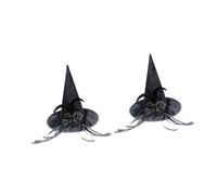 amangul 2pcs Elegant Witch Hats with Flower Ribbon Embellishments for Costume Parties Hat for Women Witch Hat with Color Ribbon Roses