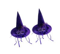 amangul 2pcs Elegant Witch Hats with Flower Ribbon Embellishments for Costume Parties Hat for Women Witch Hat with Color Ribbon Roses