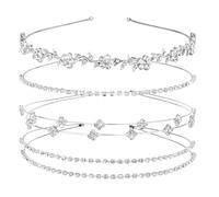 amangul 4pcs Glitters Wedding Headbands Rhinestones Hair Accessories for Women Elegant Bridal Party Hairpieces(4 piece set 1)