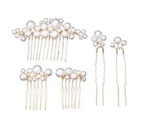 amangul 5Pcs Wedding Rhinestones Hairpins Bridal Party Hair Accessories With U Shaped Design For Bride Bridesmaids Flower Girls(Set 2 gold)