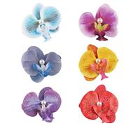 amangul 6pcs Orchids Hair Clip Fabric Flower Duckbill Clip for Women Beach Wear Vacation Headwear Dressinup Accessories(7 12)