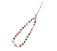 amangul Acrylic Phone Chain Pendant Christmas Beaded Telephone Lanyard Cellphone Rope Fashion Keyring For Women Jewelry Beaded Mobile Fashionable Unisex Keychain Earphone Decoration Full Gift
