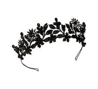 amangul Bridal Hair Hoop Girl Birthday Party Elegant Pageant Woven Crystal Girl King Costume Headwear Halloween Hairband(Black)
