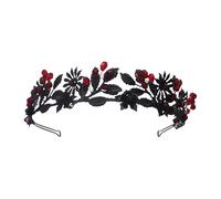 amangul Bridal Hair Hoop Girl Birthday Party Elegant Pageant Woven Crystal Girl King Costume Headwear Halloween Hairband(Red)