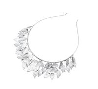 amangul Bridal Leaf Crowns Headband Bridal Pearls Tiaras Headpiece for Wedding Prom Festival Bridesmaid Hair Accessory(Leaf,Silver)